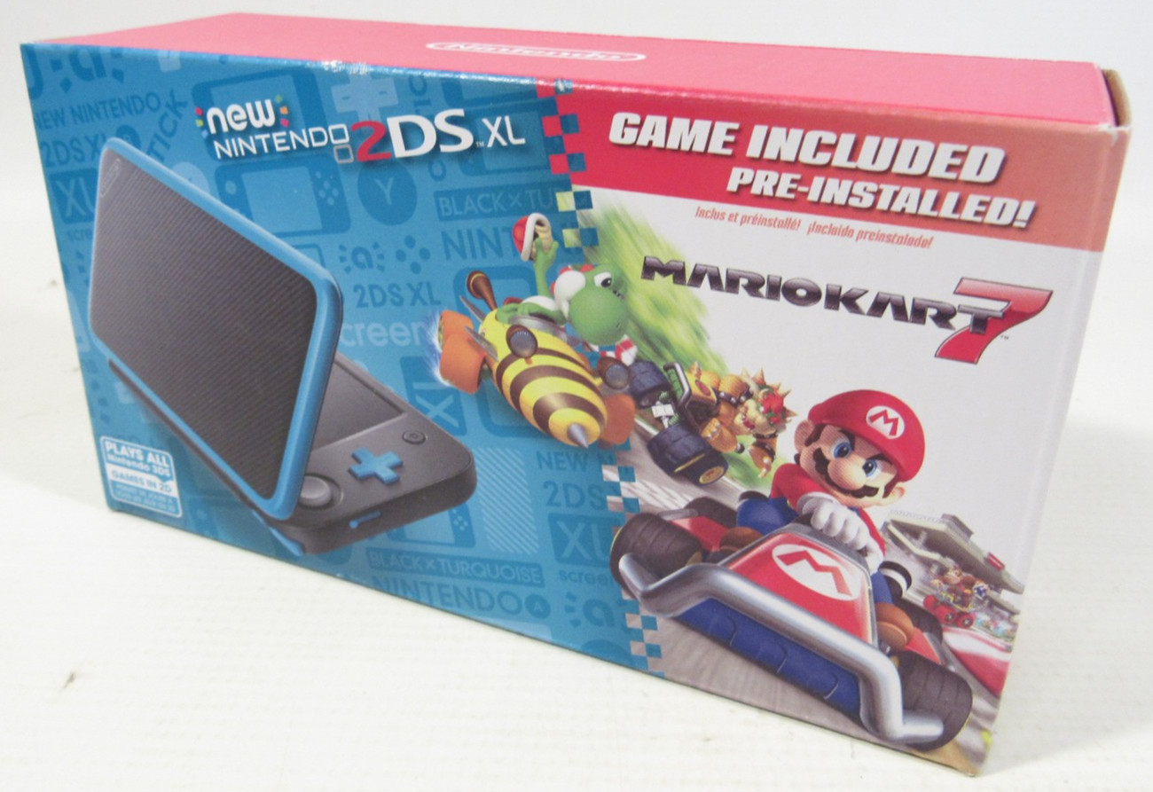 Nintendo 2DS XL Blue Handheld Console Mario Kart 7 Bundle Set – NEW