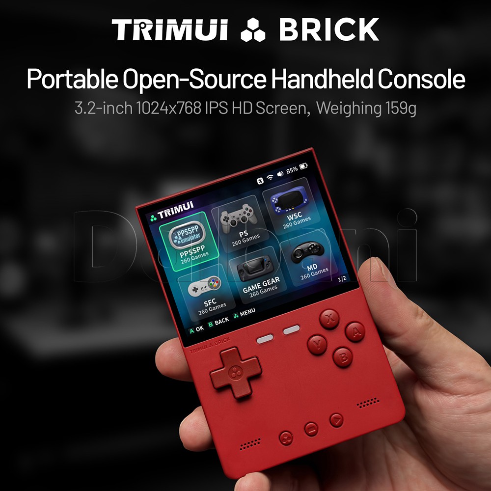 TrimUI Brick Red Open Source Handheld Game Console with 64GB