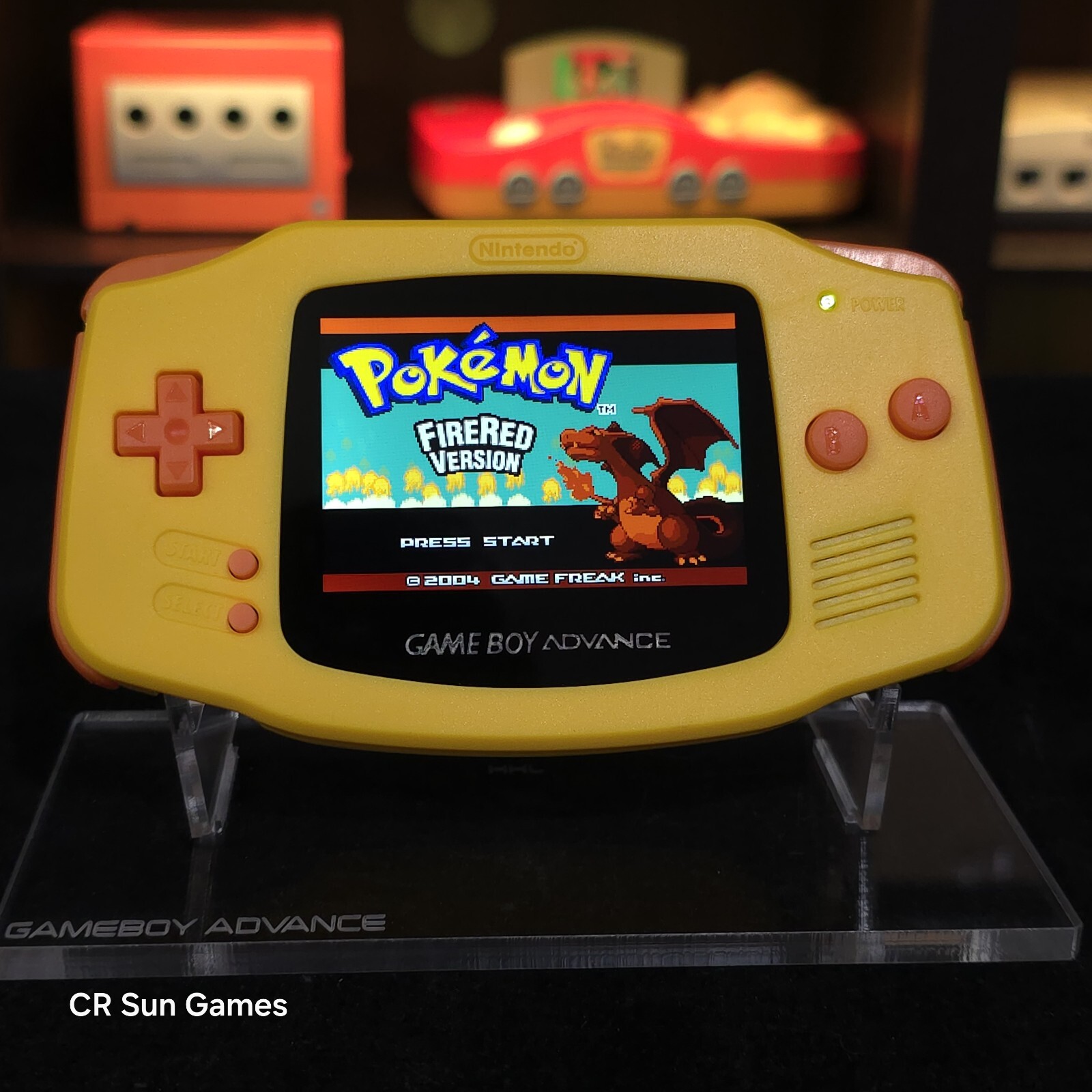 Yellow Game Boy Advance GBA iPS V5 LCD USB-C 1800 mAh Rechargeable Battery