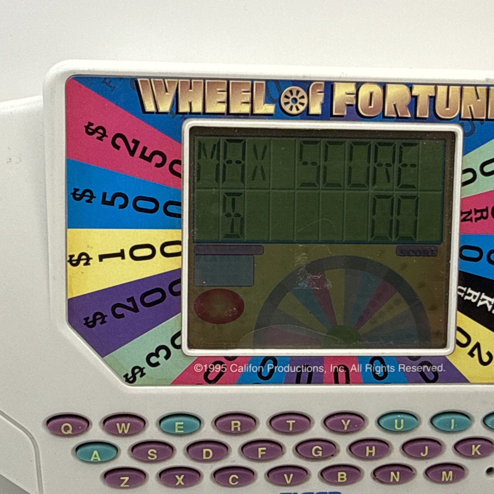 Wheel Of Fortune 1995 Tiger HandHeld Electronic Game With Cartridge Works