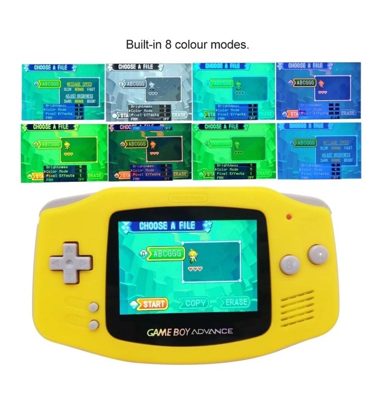 Gamboy Advanced Midnight Black: Model AGB-001 w/Backlit Screen IPS V5 Working