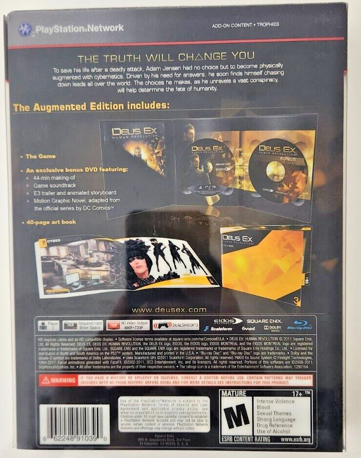 Deus Ex: Human Revolution Augmented Edition PS3 New Game Special (2011 RPG)
