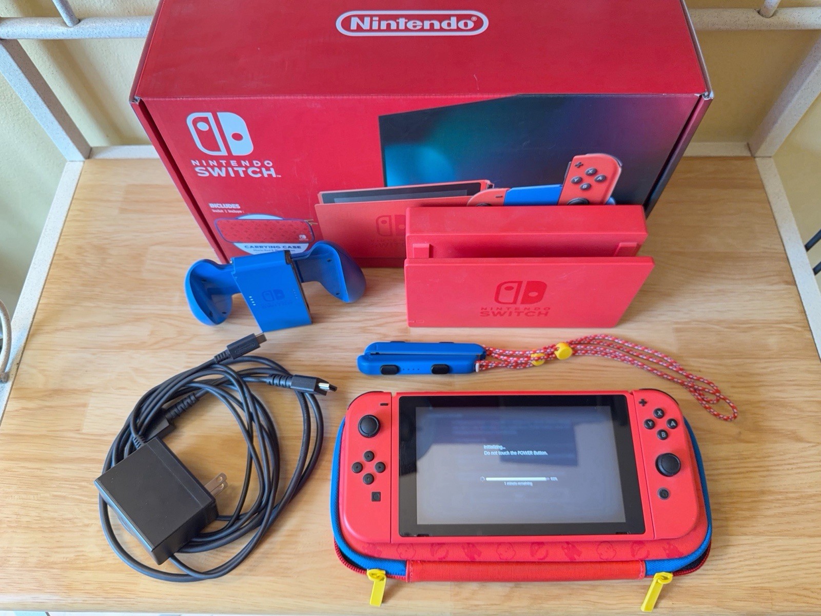 Nintendo Switch Mario Red & Blue Limited Edition Console 128 GB Mushroom SD Card