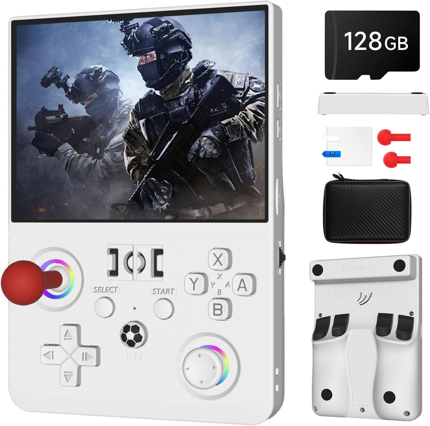 Newest R36MAX Ⅱ 4.5 Inch Retro Handheld Game Console,1024X768 IPS HD Screen,128G