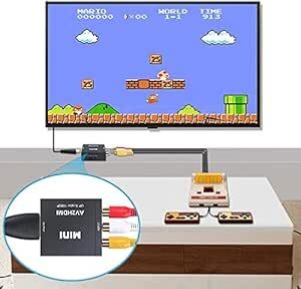 RCA to HDMI Converter For Retro Game Nintendo SFC SNEC 64 wii vhs ps2 Japan