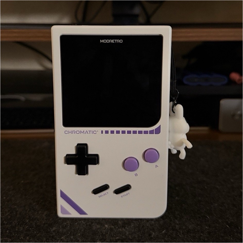 ModRetro Chromatic Handheld Console White/Purple w/ Box & Case