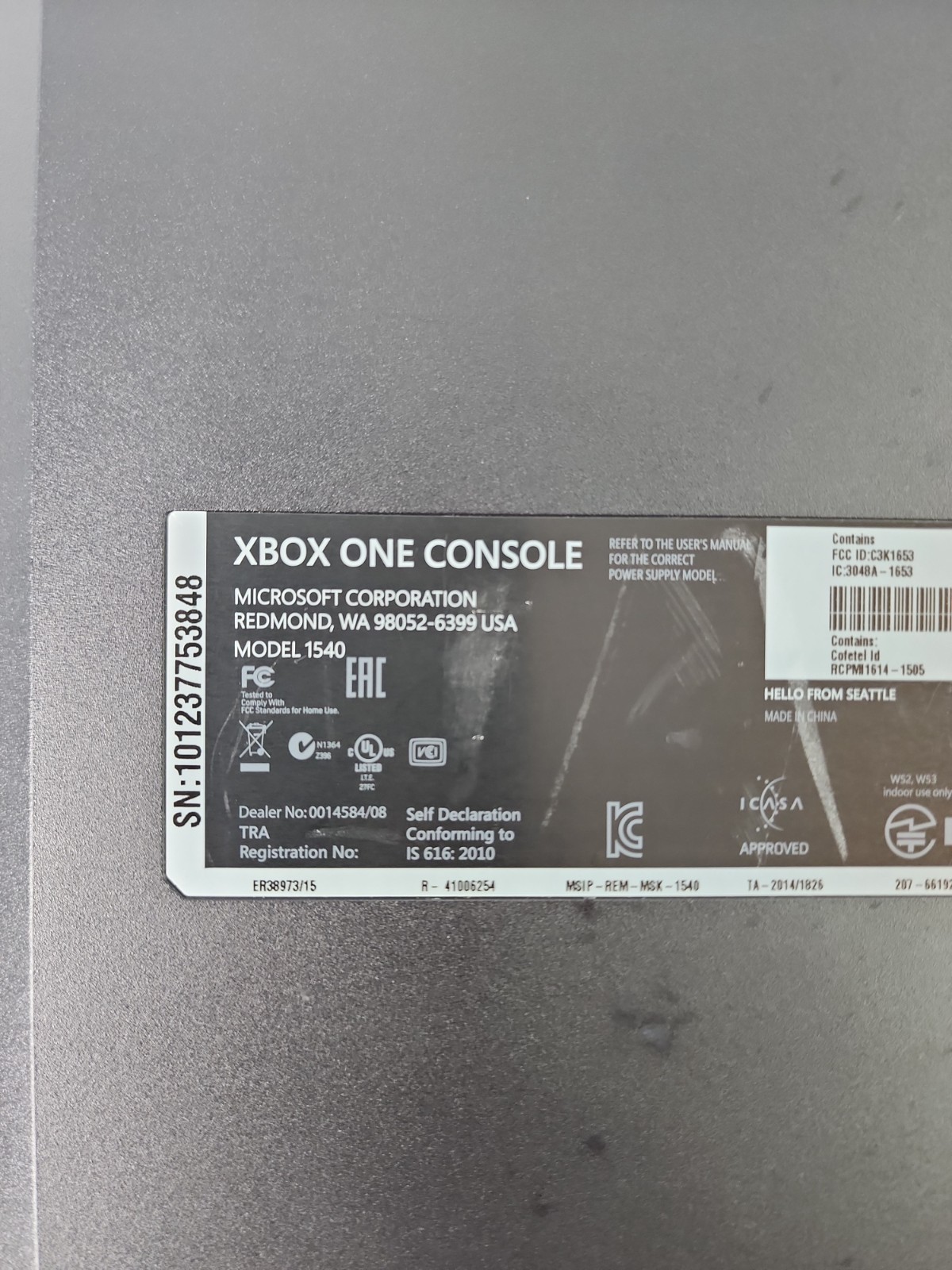 Microsoft Xbox One 500GB Console Gaming System ONLY Black 1540 Tested Working