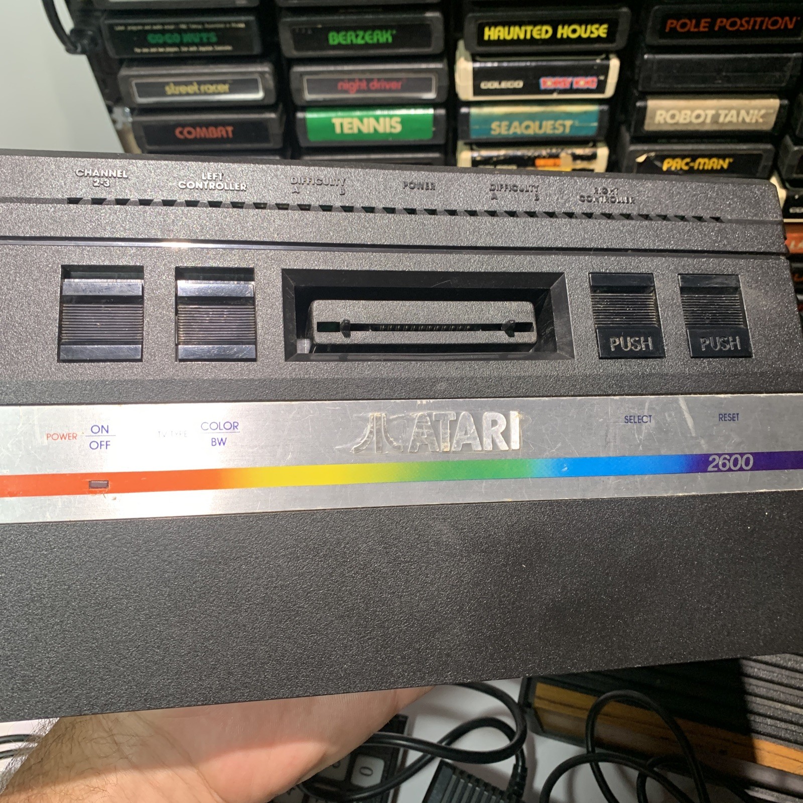 Atari 2600 (JR & 4switch MASSIVE Lot Controllers, Paddles, 130 Games Semi-TESTED