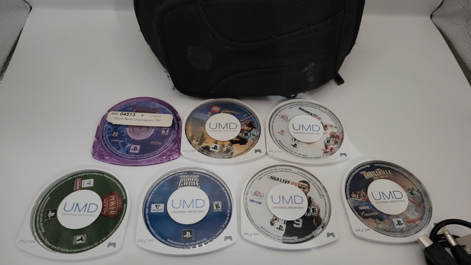 Sony PSP 2001 Blue Console Bundle Tested Working + 7 Games Charger Carrying Case
