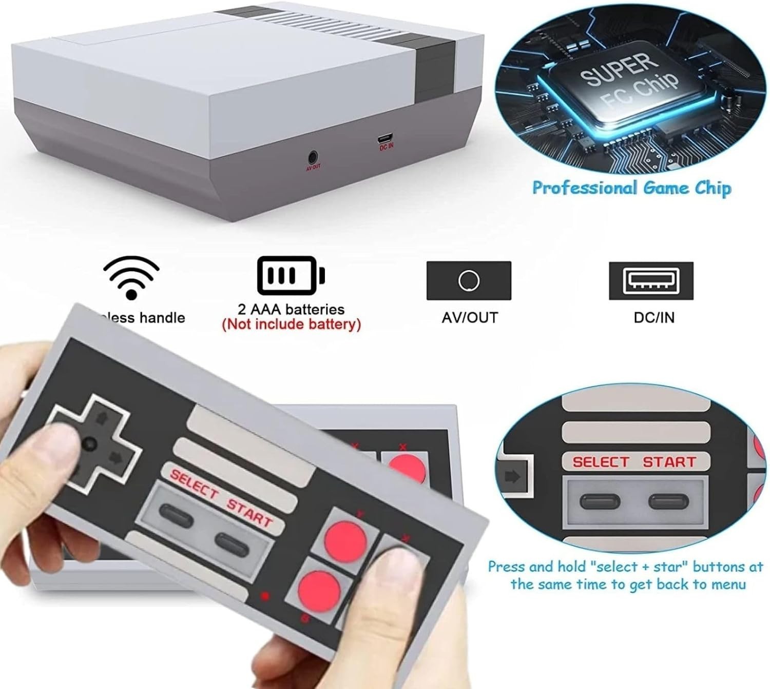 Wireless Retro Game Console with 620 Built-in Games & Dual Controllers