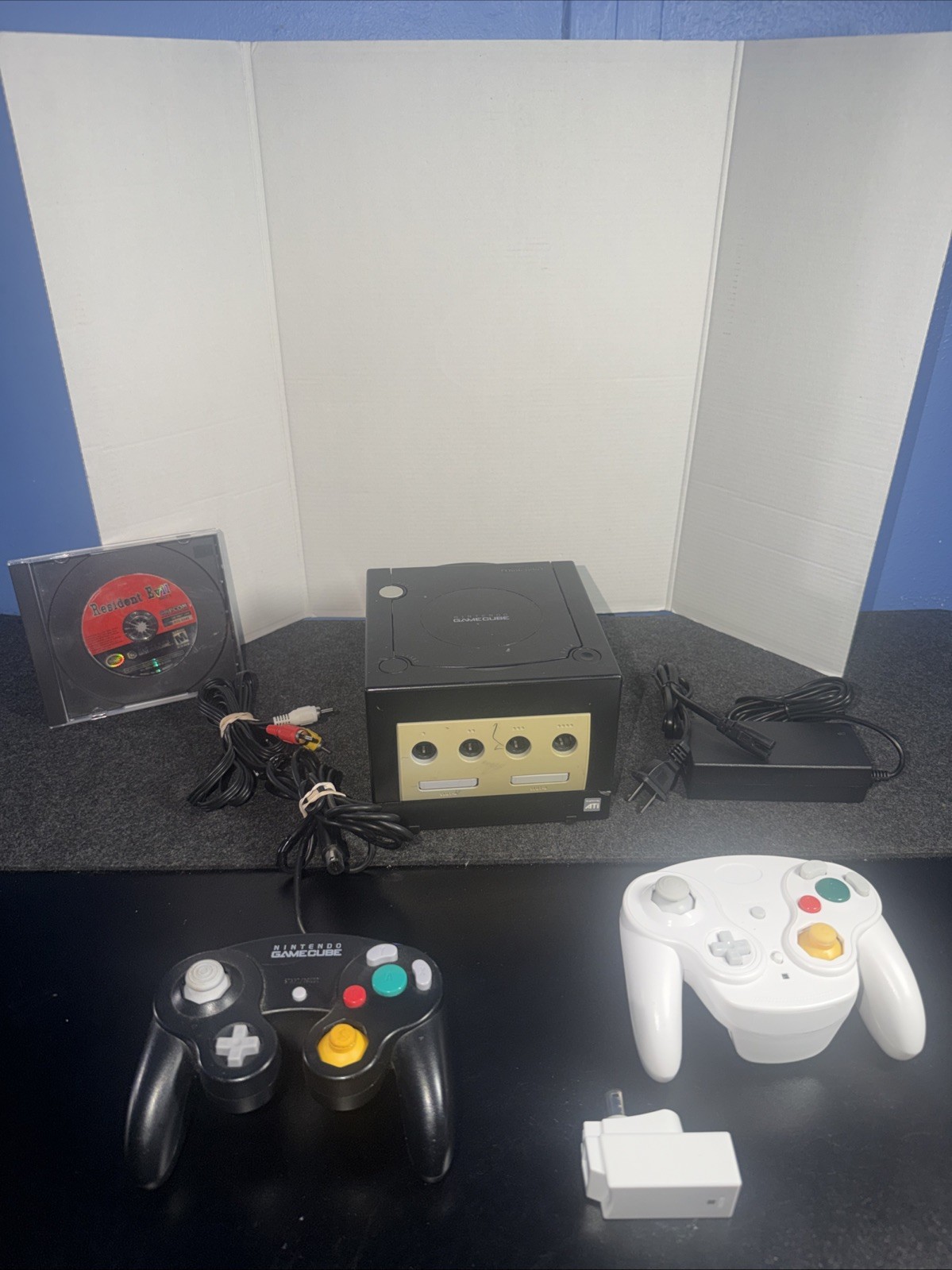 Nintendo GameCube DOL-001 Console bundle Black w/ 2 Controllers & 1 Game Tested