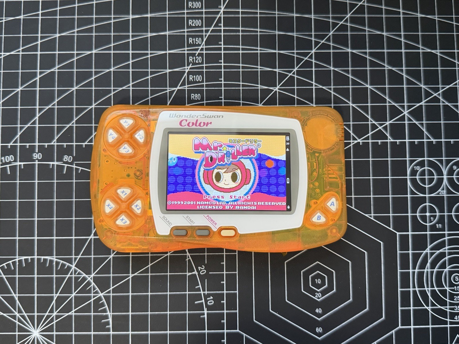Bandai WonderSwan Color WSC W/ IPS YGG Yagaogo & OEM Shell & Glass Lens & 1 Game