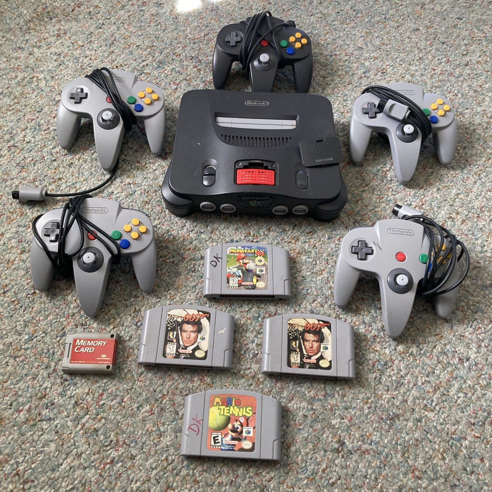 N64 Console + Expansion Pack + 5 Controllers Oem Nintendo + 4 Games UNTESTED