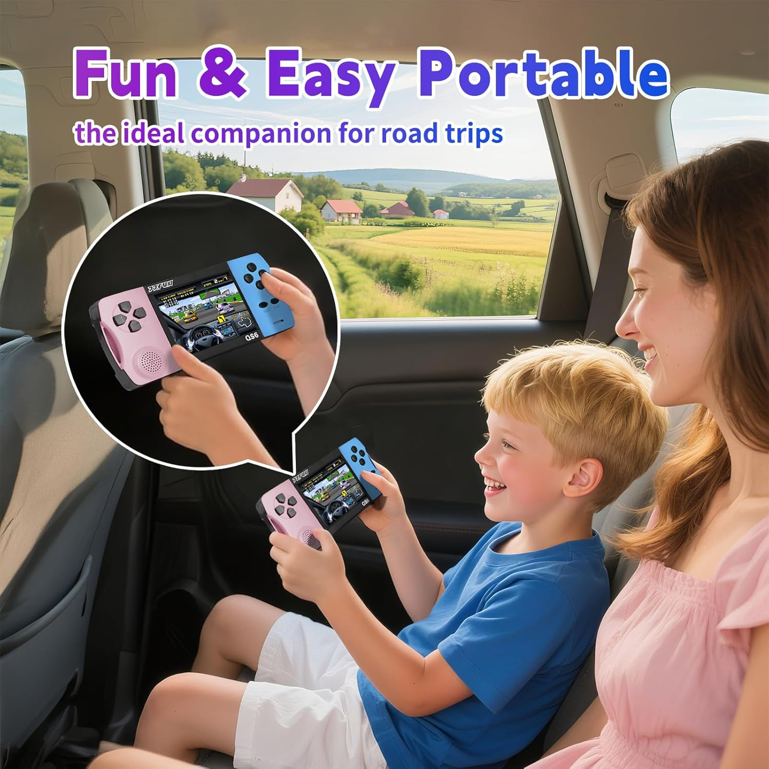 Handheld Game Console for Girls, 216 Retro Games Built-In, 3.5» HD IPS Screen,