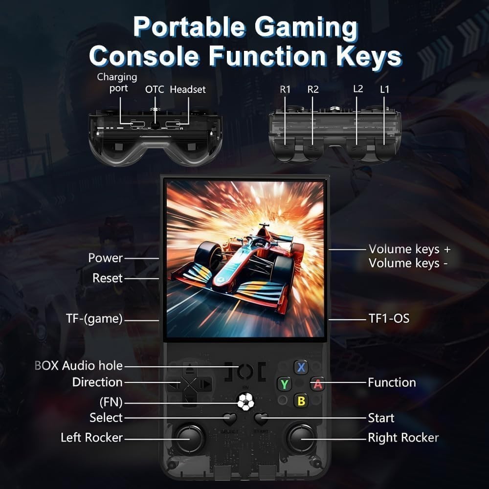 NEW Handheld Game Console 4.0″ IPS 64GB 18000 Games 4000mAh Portable Black