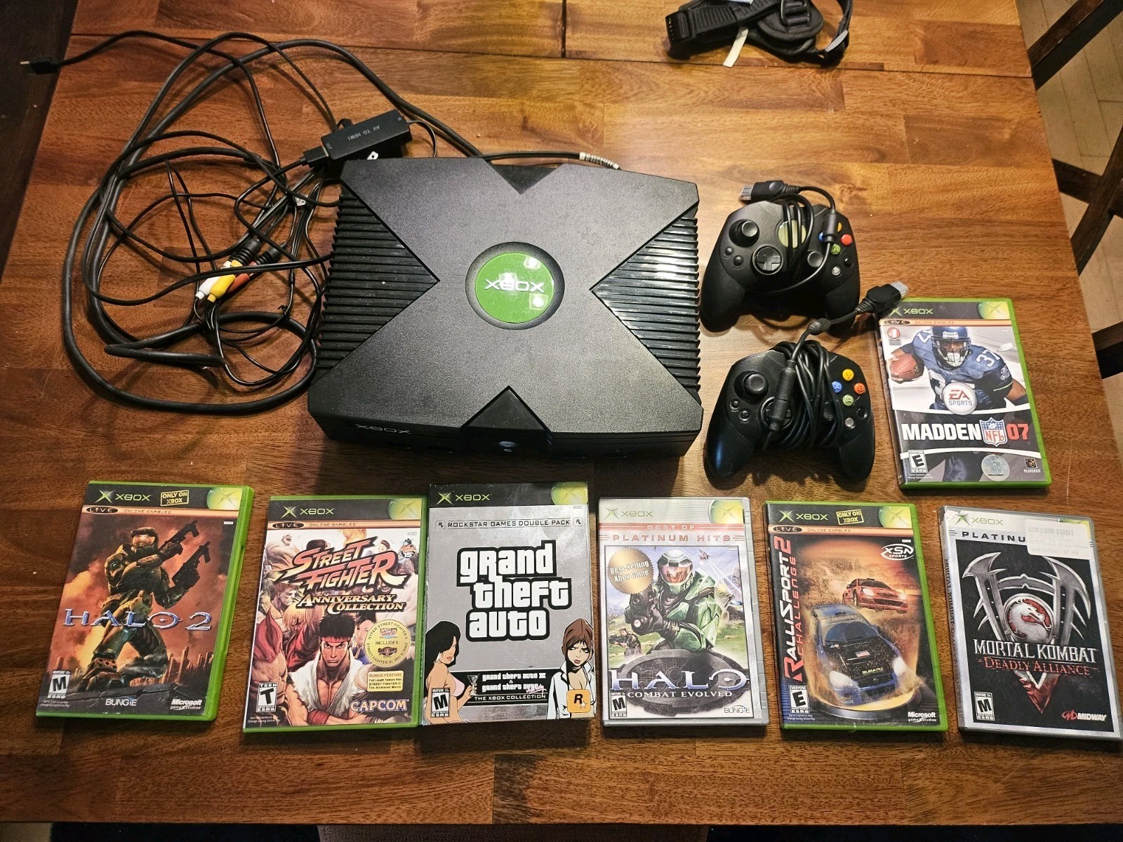 Original Microsoft Xbox Console BUNDLE Controllers/Games/Cables Tested/Working!