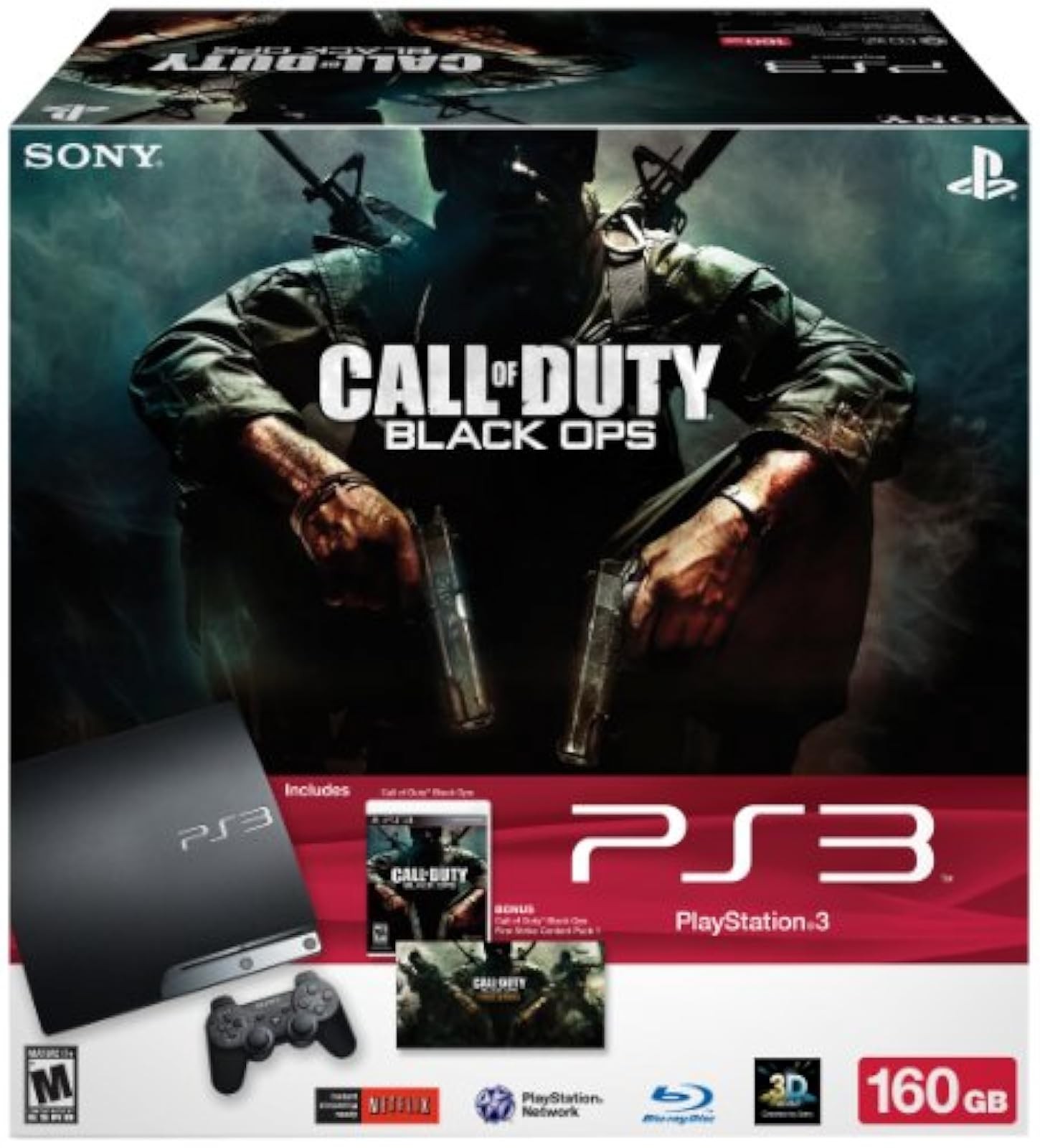 PlayStation 3 160GB Call Of Duty: Black Ops Bundle PS3 Very Good 7Z