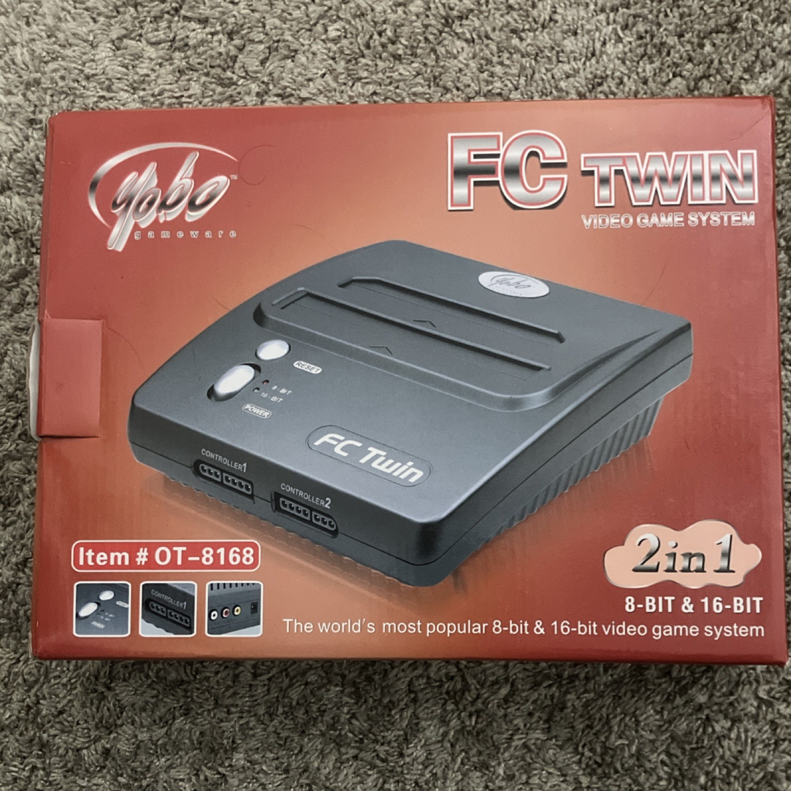 Yobo FC Twin 2-in-1 8-bit/16-bit Home Console Black OT-8168 Composite RCA