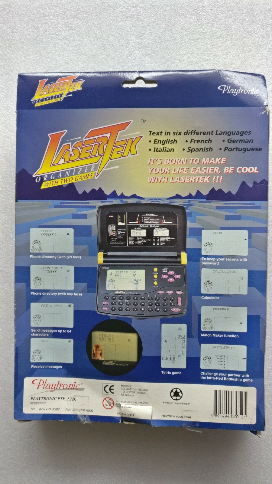 Vintage 1987 Laser Tek Organizer 2 Games TETRIS & Battleship by Playtronic New