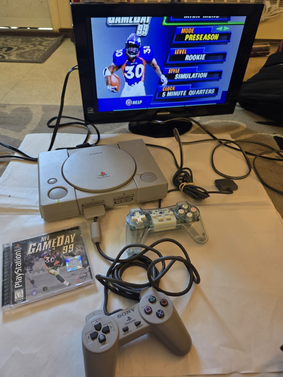 Sony PlayStation 1 SCPH-7501 Console Game System PS1 2 Controller Bundle