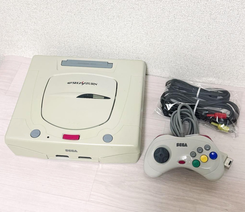 SEGA Sega Saturn console Controller Cable set White HST-3220 Japan SS TESTED