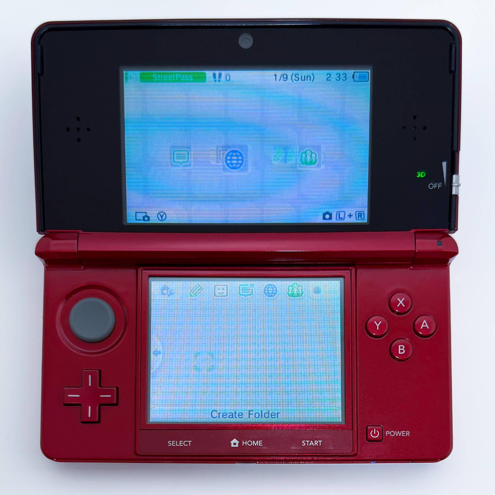 Nintendo 3DS 128GB Set- Flame Red (Case, Crystal Shell, Charger, SD) USA Seller