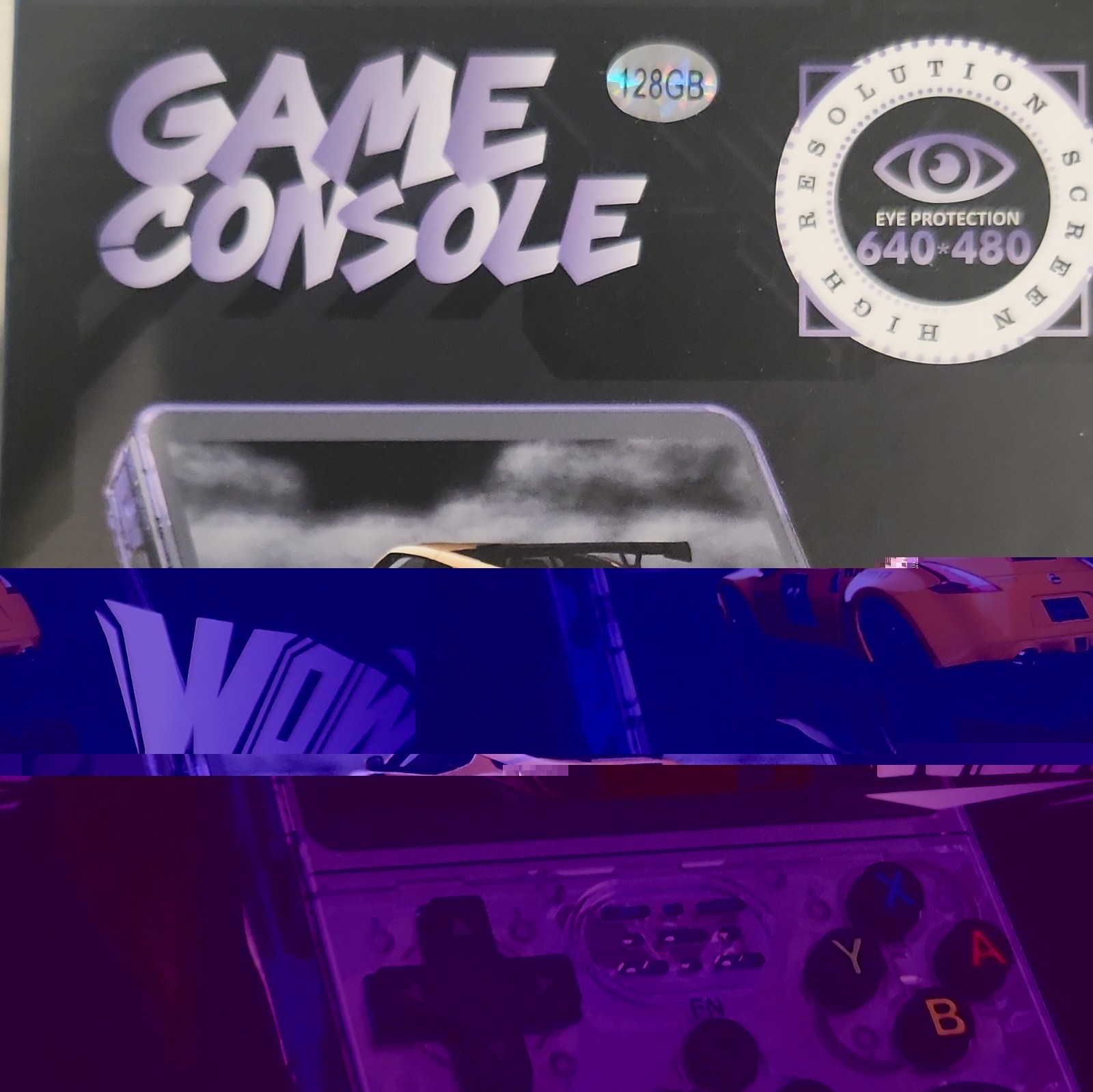 R36S Handheld Game Console 128GB 3.5in 640×480 Purple/White Wi-Fi