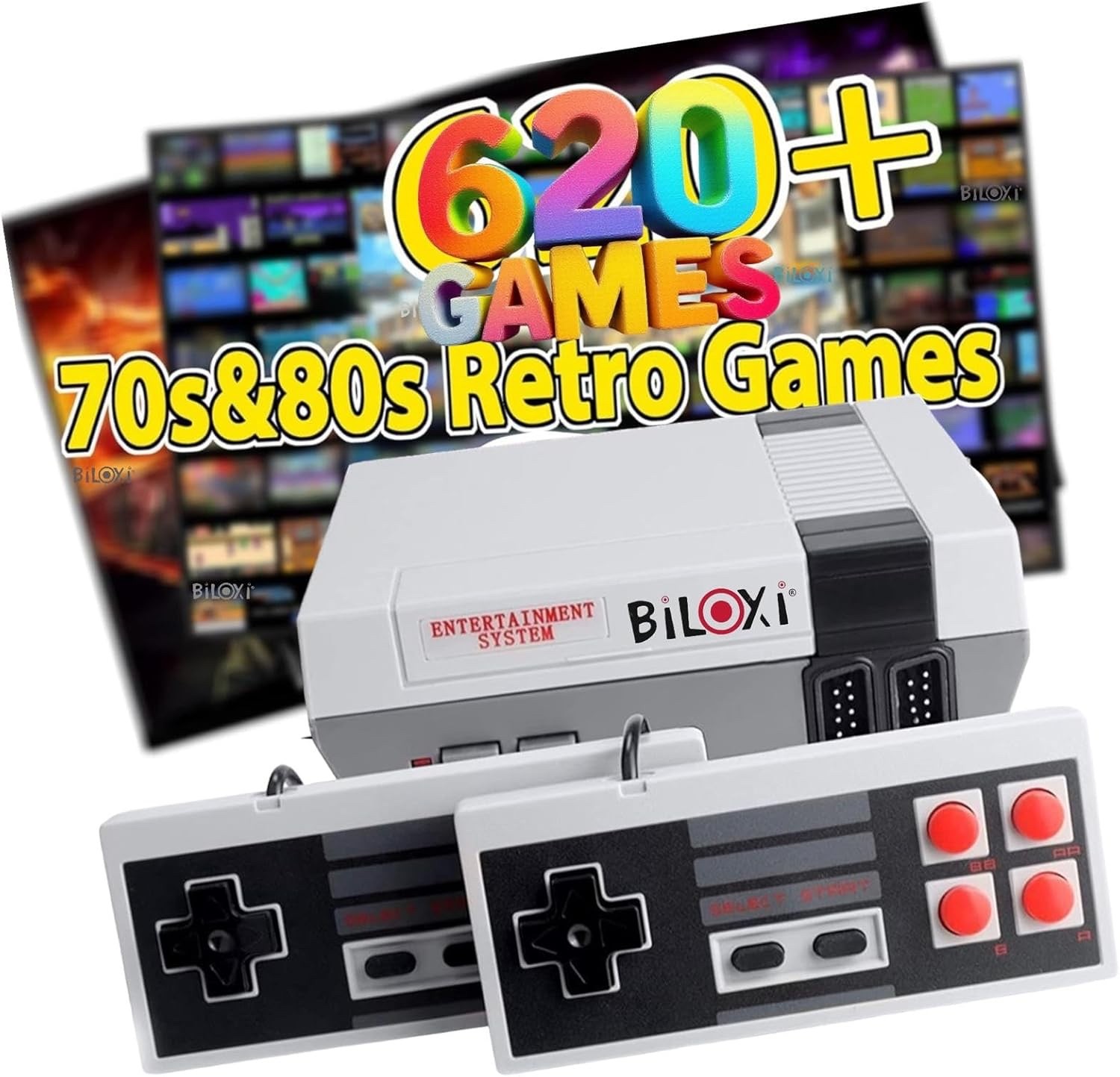 Biloxi 620 Retro Game Console, 8-Bit Classic Mini Video Game Consoles
