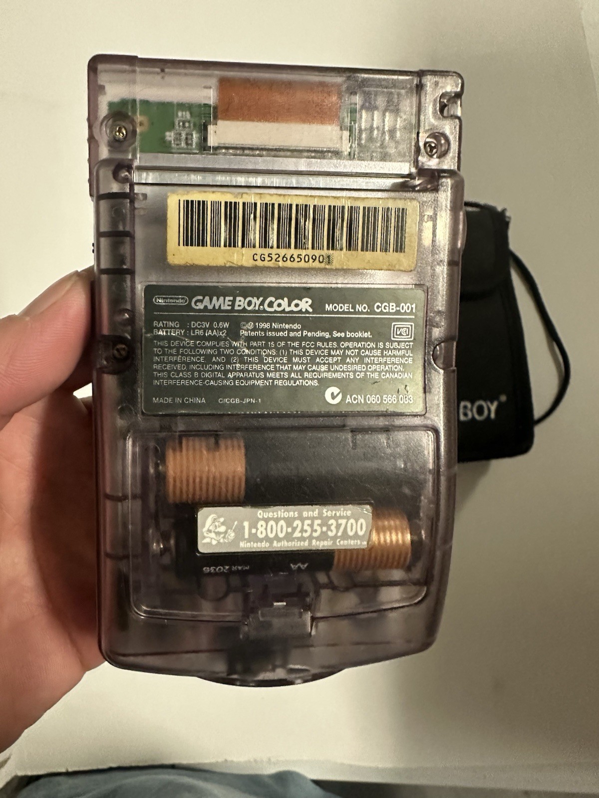 Nintendo 1998 Atomic Purple Game Boy Color + Gameboy Color Case Handheld