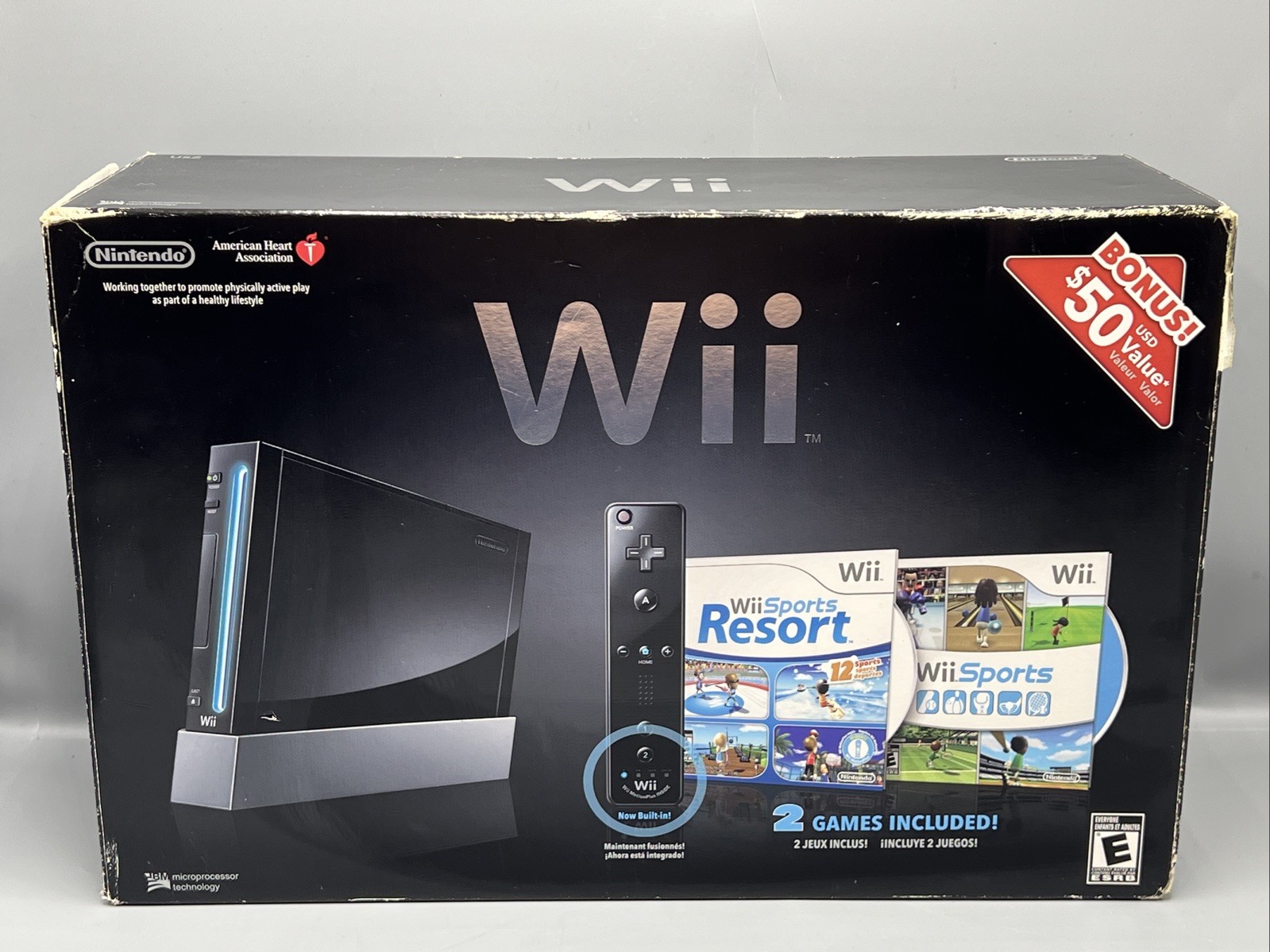 Nintendo Wii Black Console Motion Plus Wii Sports + Resort Bundle Complete CIB