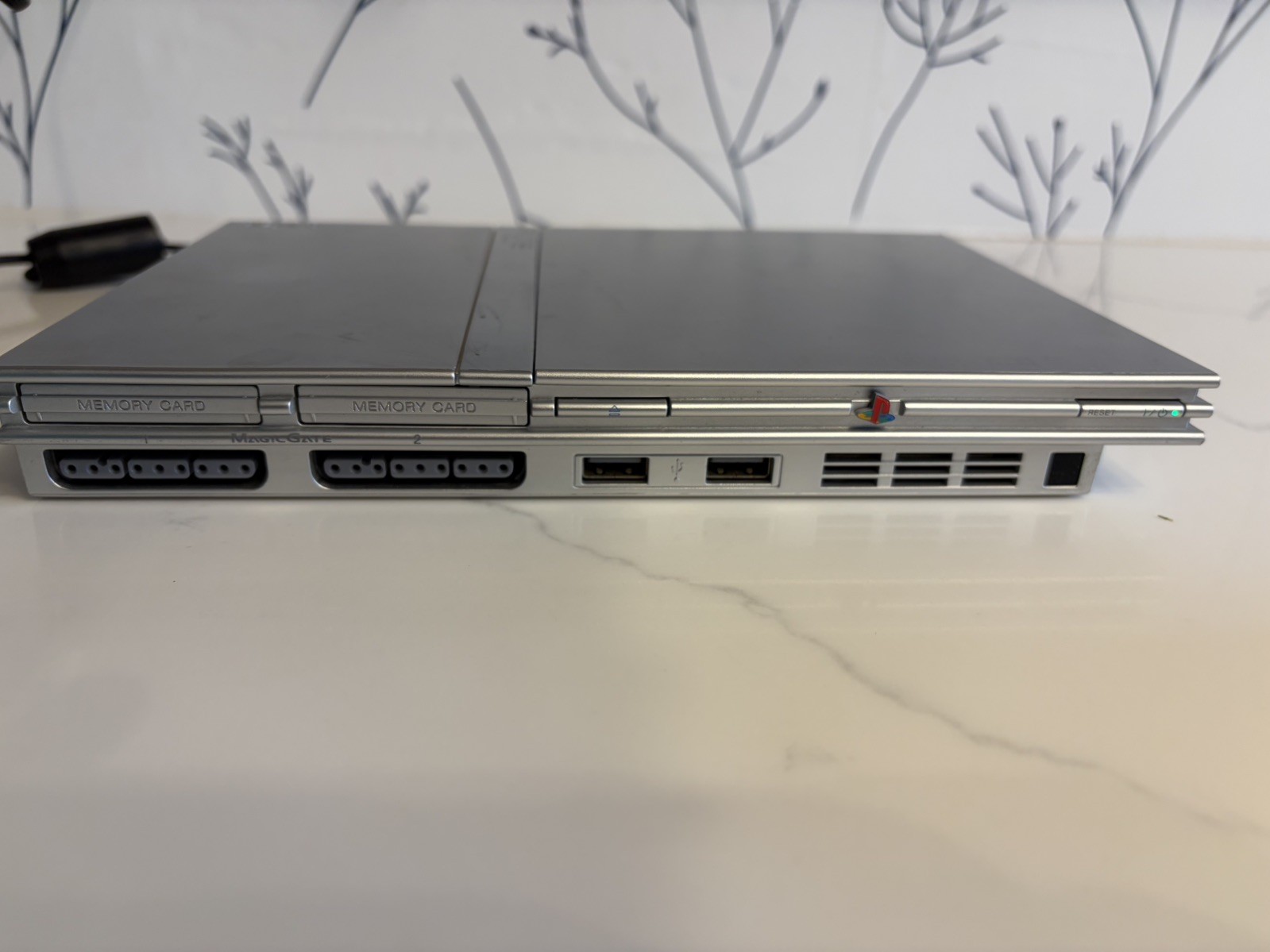 Sony PlayStation 2 PS2 Slim Silver Console, Controller, Memory Card Tested
