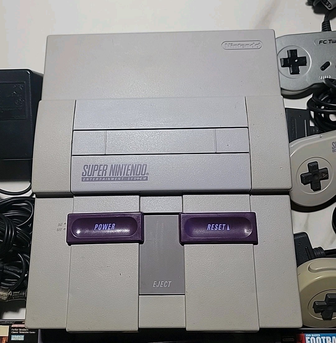 Nintendo Super Nintendo Console w/ Controllers, Power Adapter, AV Cable, Games