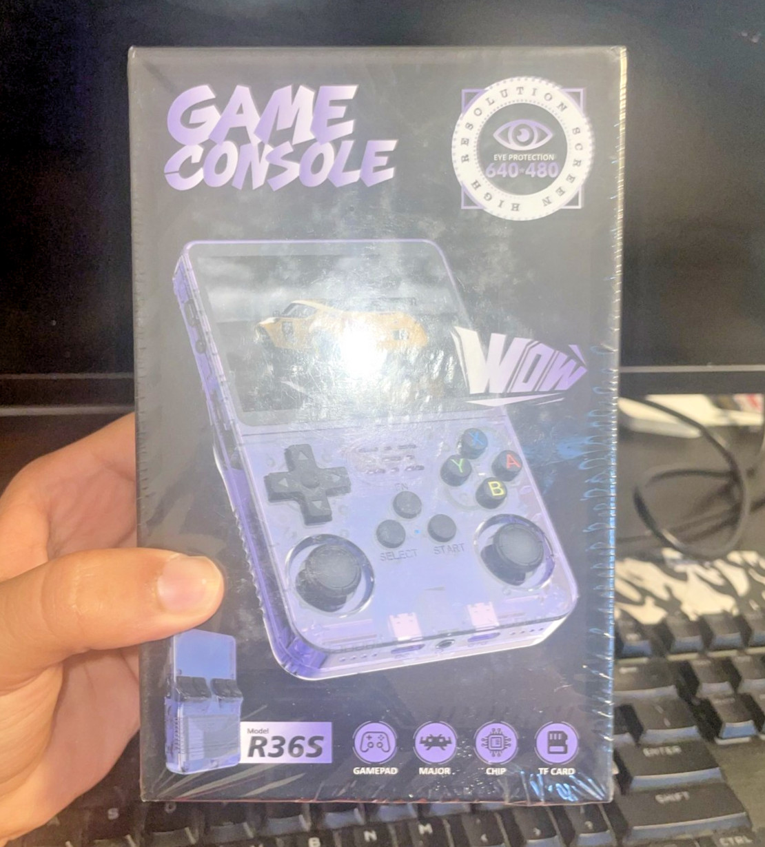 Purple R36S Handheld Game Console 20K+ Games Retro Gaming System