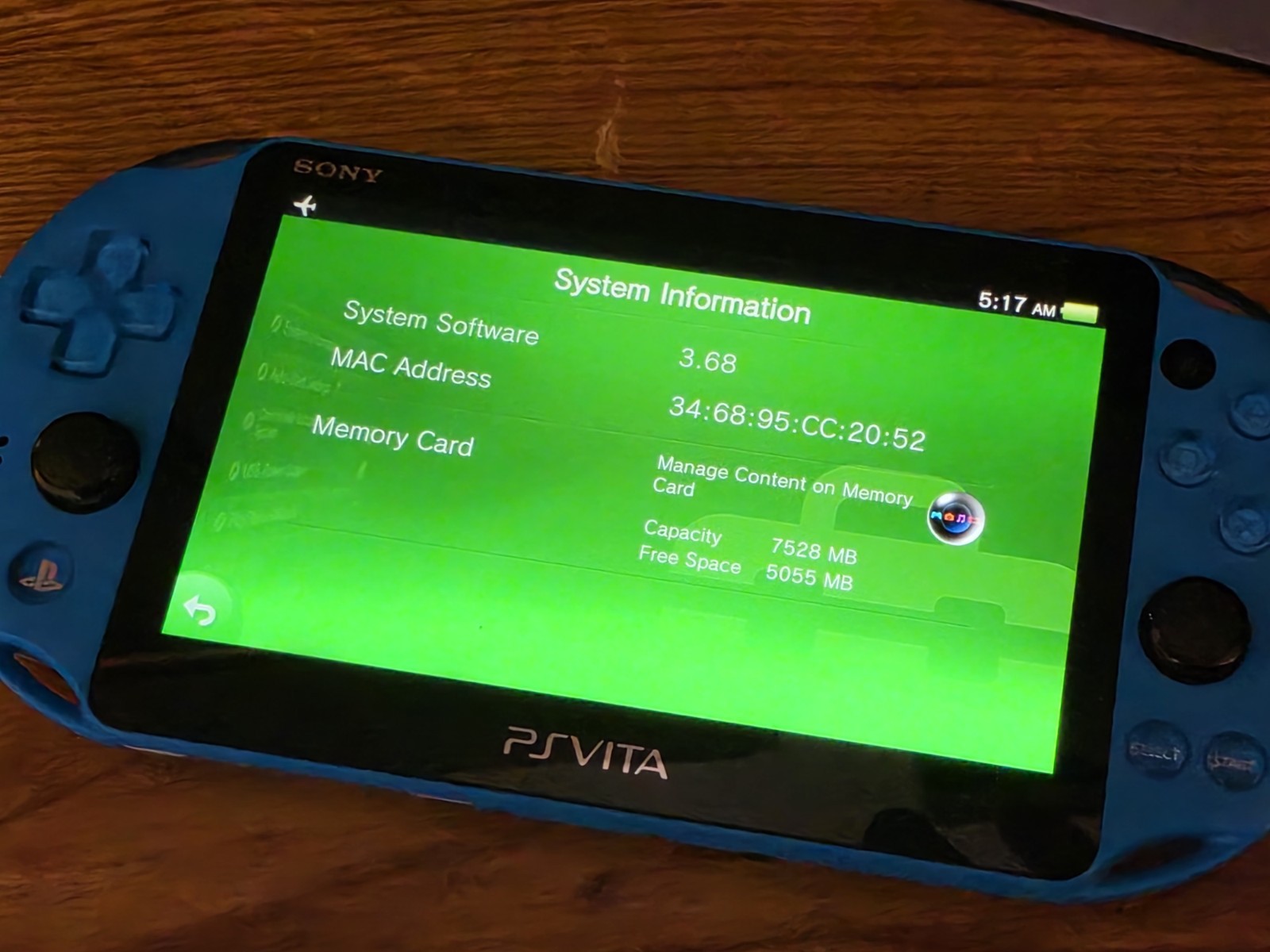 Sony PlayStation Vita PCH-2001 Aqua Blue Wi-Fi 8GB