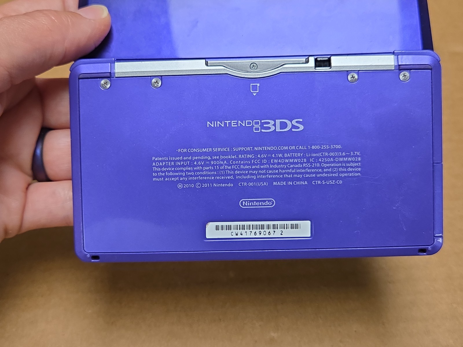 Nintendo 3DS Midnight Purple Tested *Some Damage* W/ Charger * SEE PICS