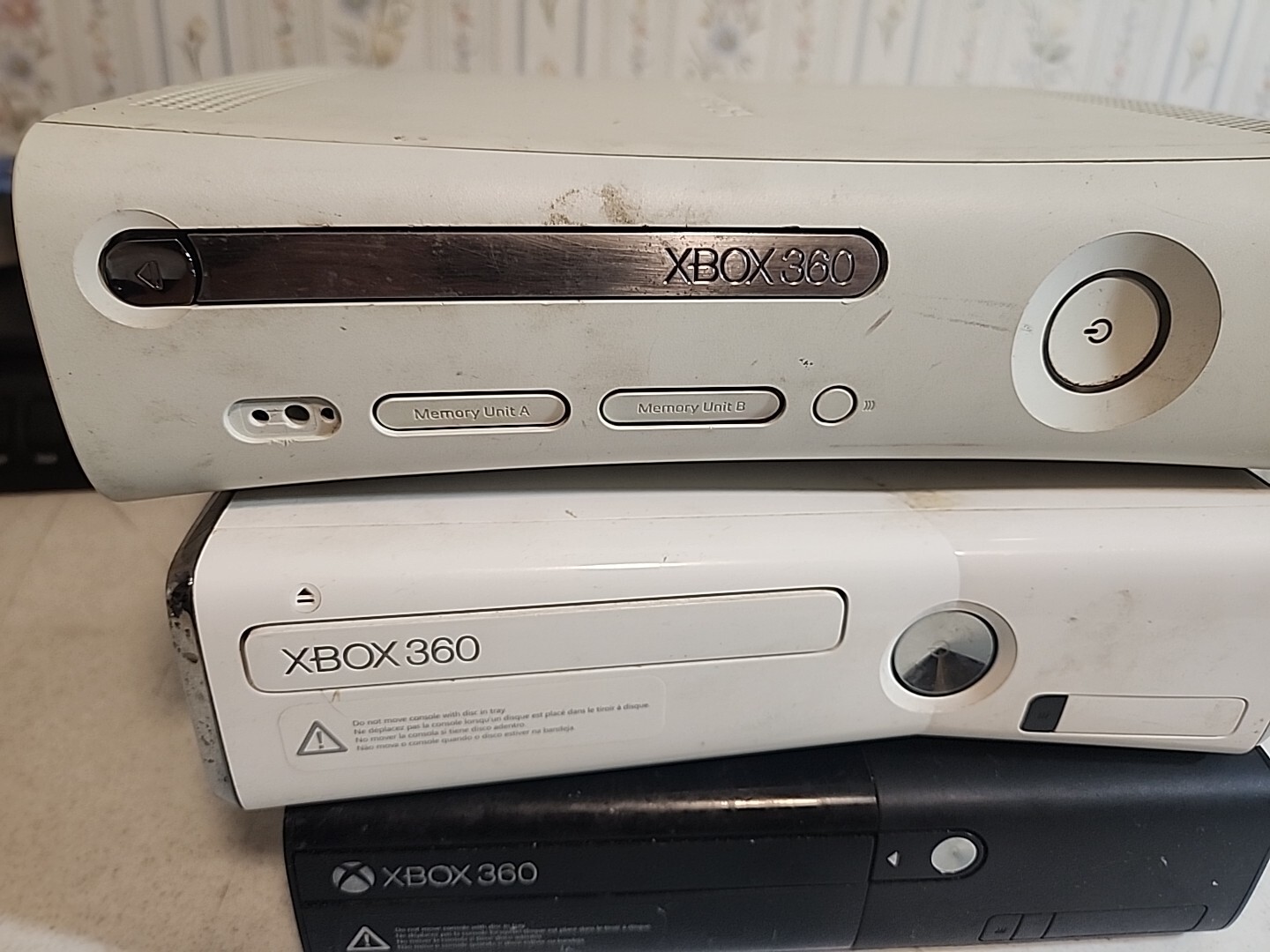 Lot of 4 Xbox 360 S/E Consoles Only AS-IS Untested Unknown Condition.