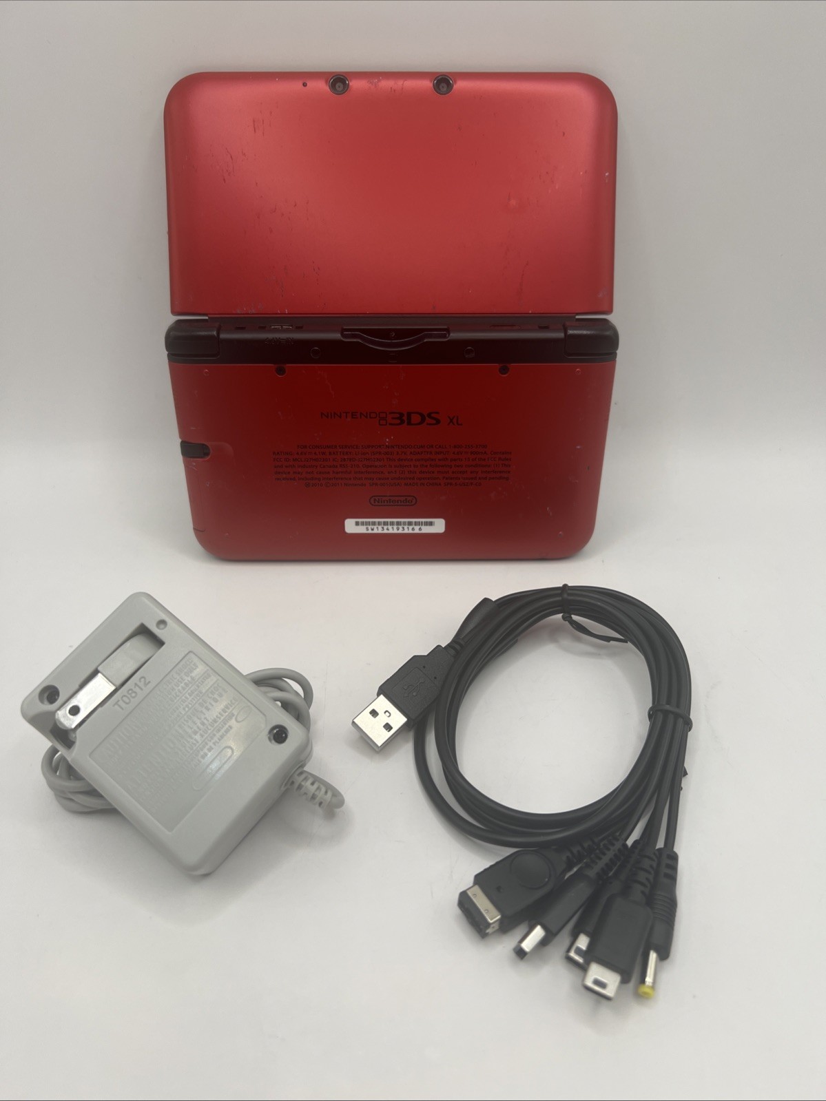 Nintendo 3DS XL Black and Red with Charger Tested Working SEE DESCRIPTION