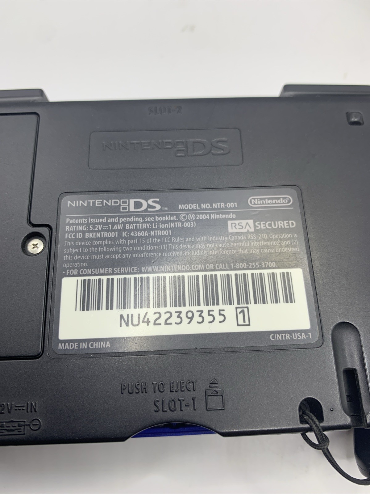 Nintendo Fat DS NTR-001 Console 2004 Blue, Tested Includes Charging Cord & Game