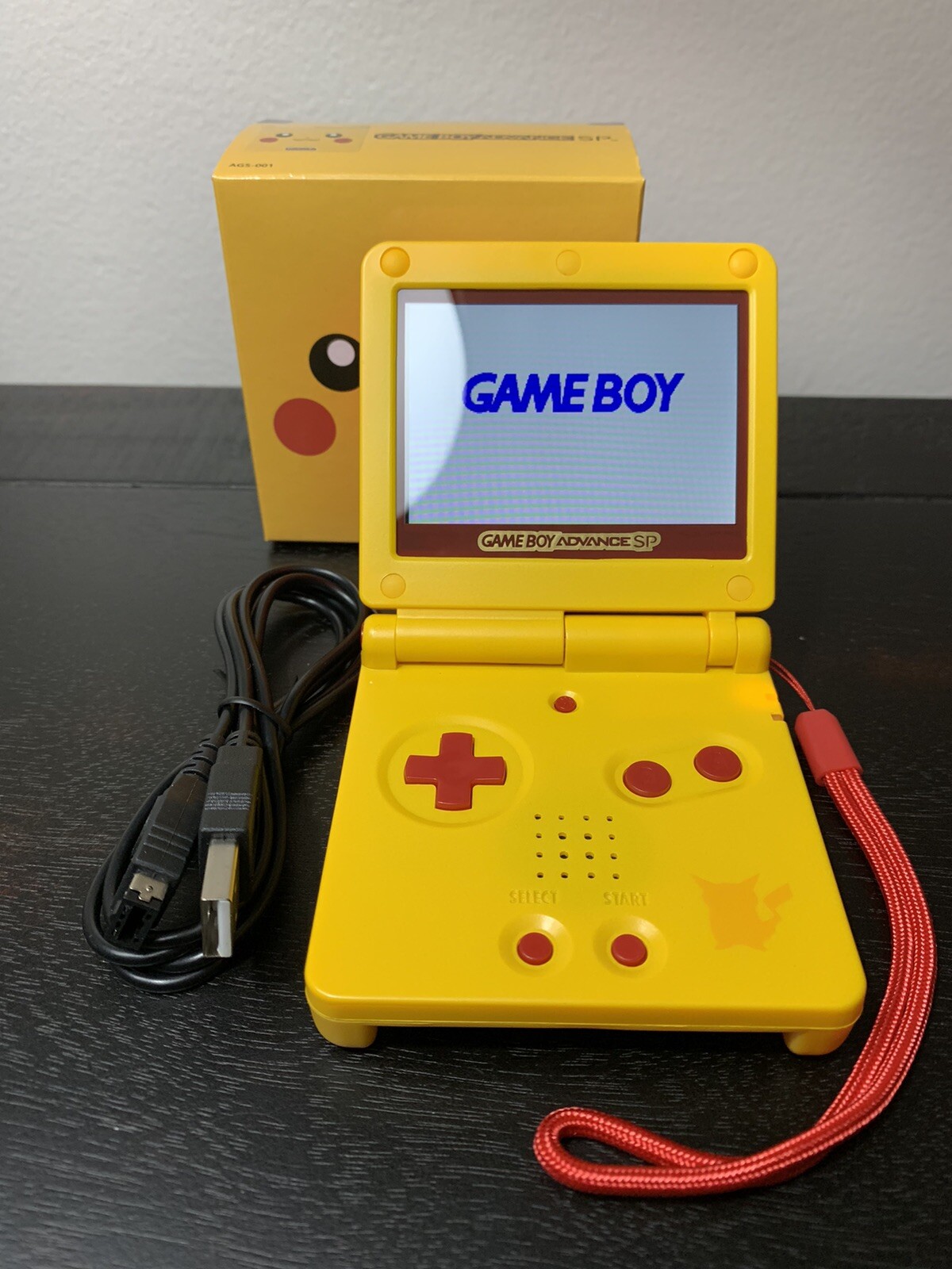 Pikachu GBA SP Gameboy Advance SP IPS V2 Bundle – Charger,Game,Yellow LED&Cheeks