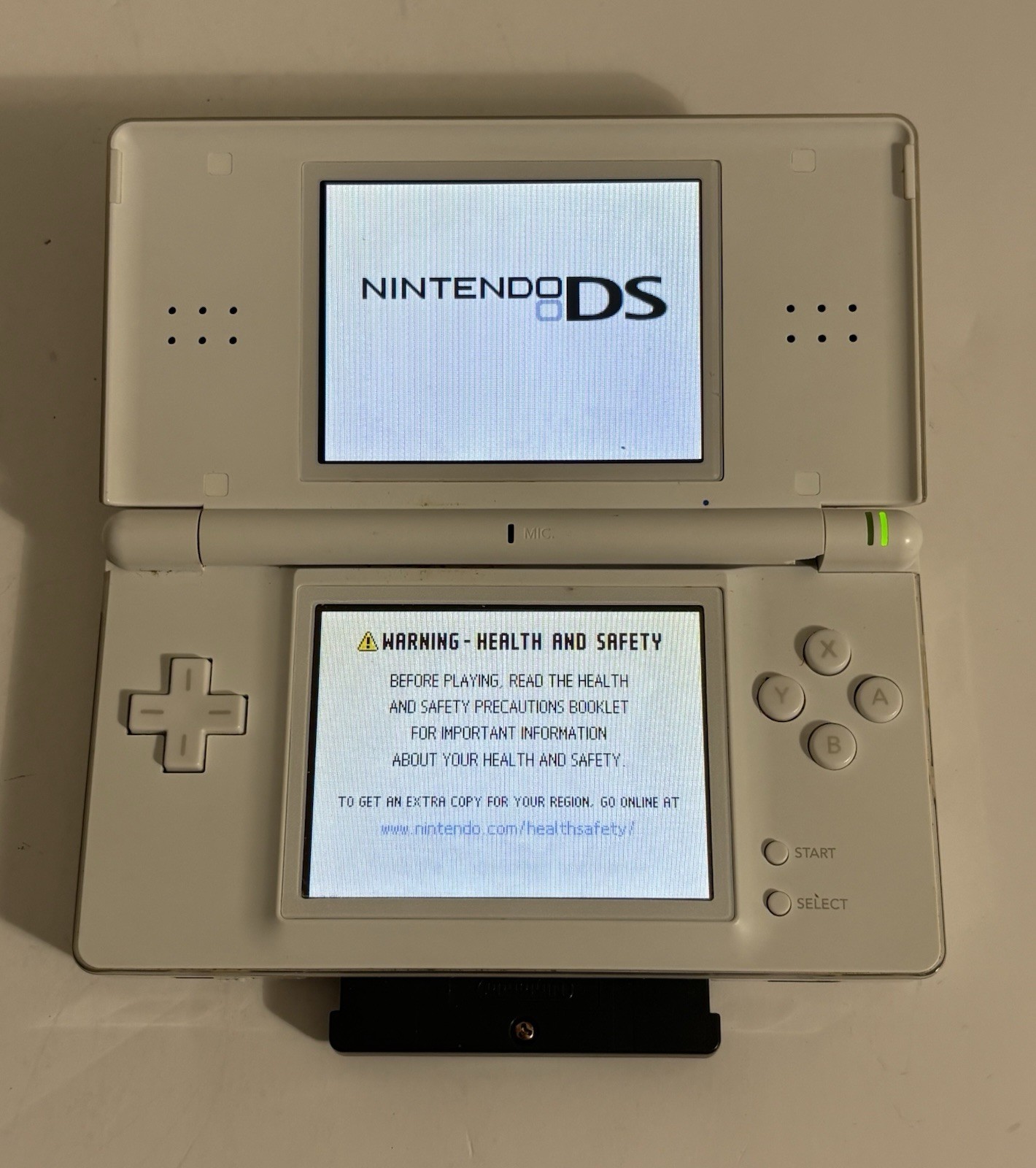 Nintendo DS Lite White Broken Hinge Works Plays Both Sides Parts Or Repair READ