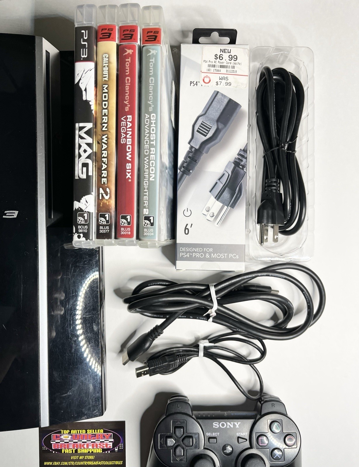 Sony Playstation 3 PS3 CECHP01 160GB Fat Console w Controller HDMI 4 Games Works