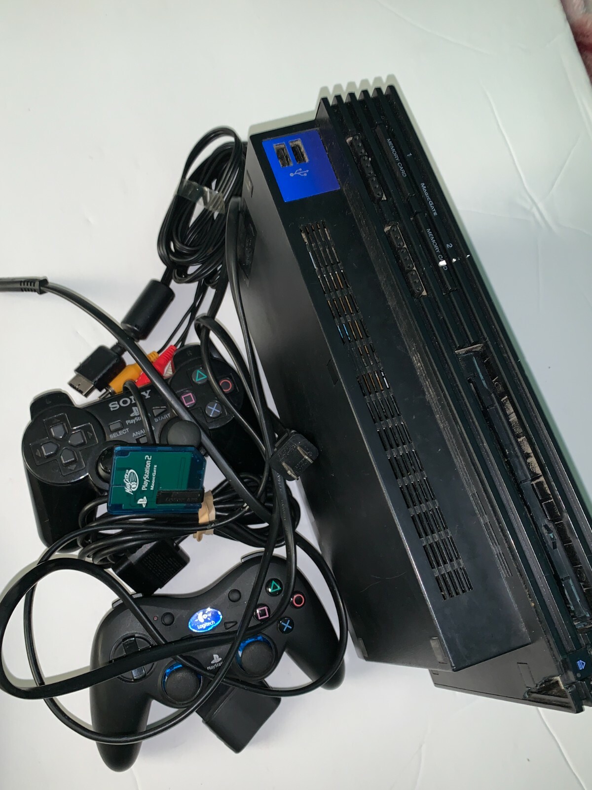 Sony PlayStation 2 Console – Black (SCPH-50001- CONSOLE-2 CONTROLLERS+MEMORY