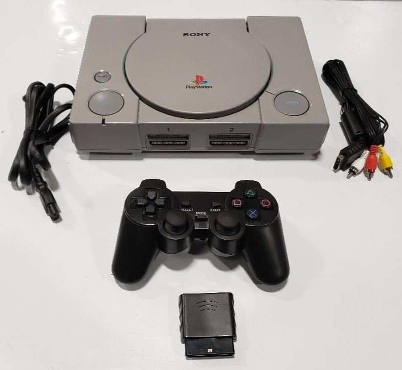 Sony PlayStation 1 SCPH-7501 Console Game System PS1 Wireless Controller Bundle