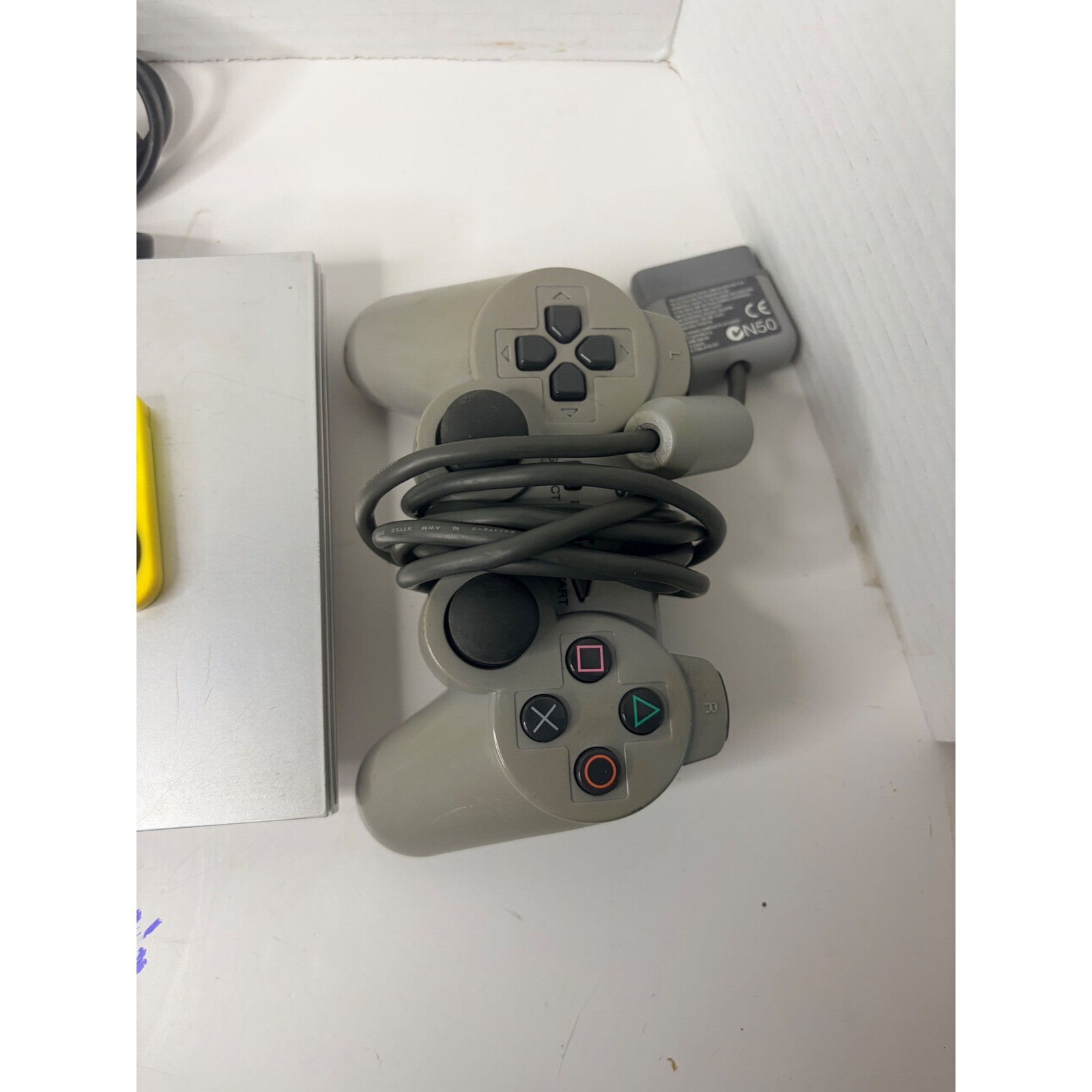 Sony PlayStation 2 PS2 Slim Silver Console 2 Controllers 8MB Cards No AV Cable
