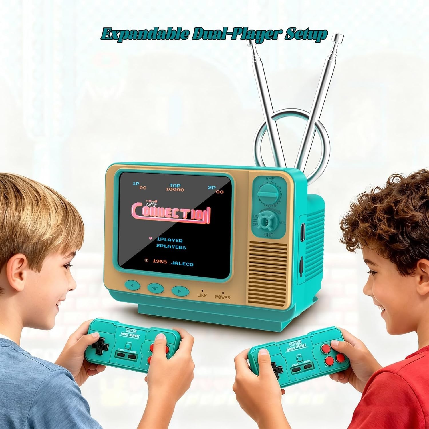 Classic Mini TV Style Handheld Console with 168 Games & Dual 2-Player Support