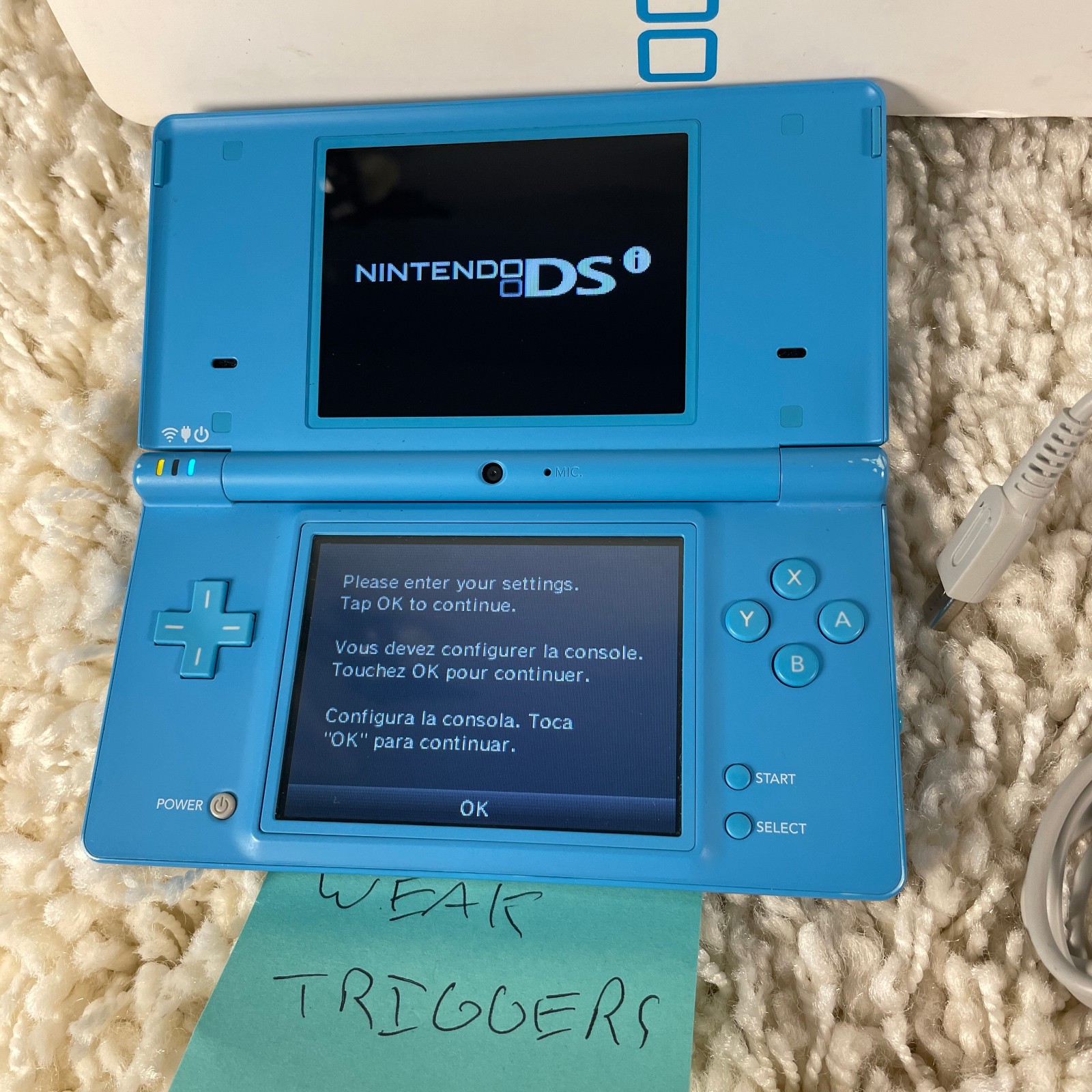 Nintendo DSi Teal Blue Handheld Console System TWL-001 Complete in Box Read