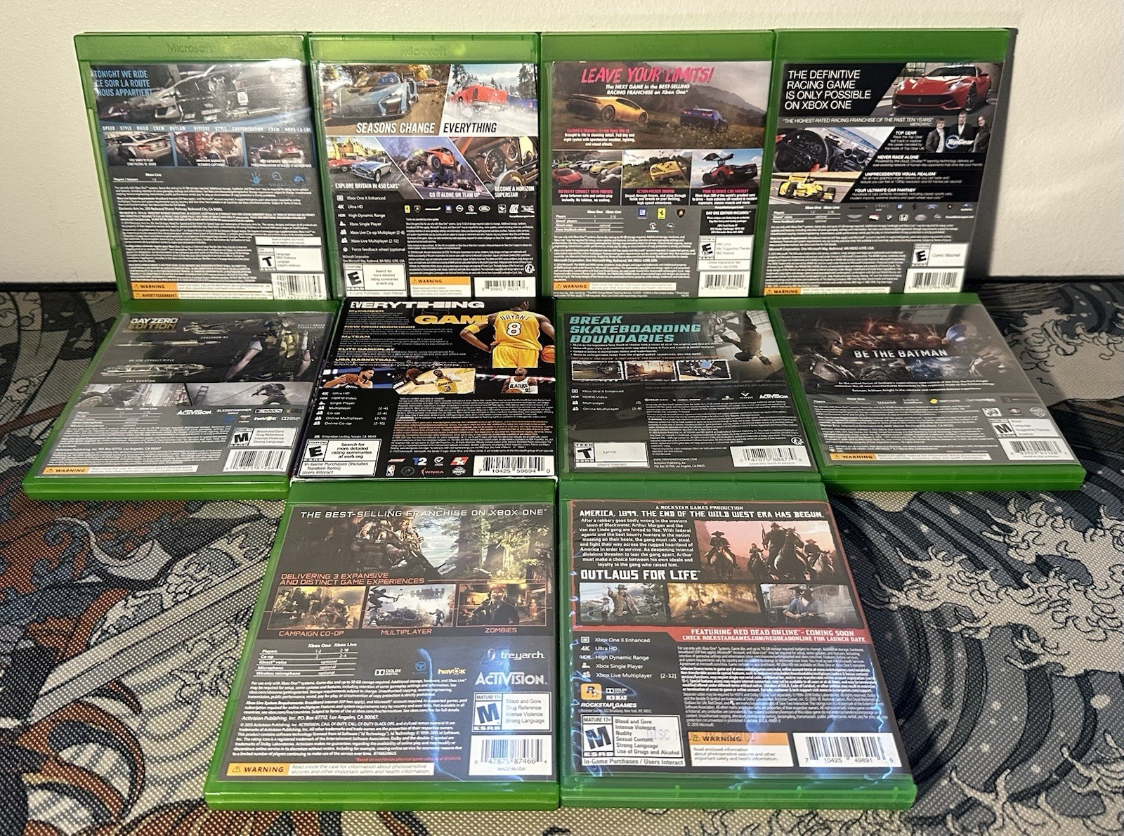 Microsoft Xbox One X Console Lot Black 1TB w/10 Games + 2 Controllers & Cables
