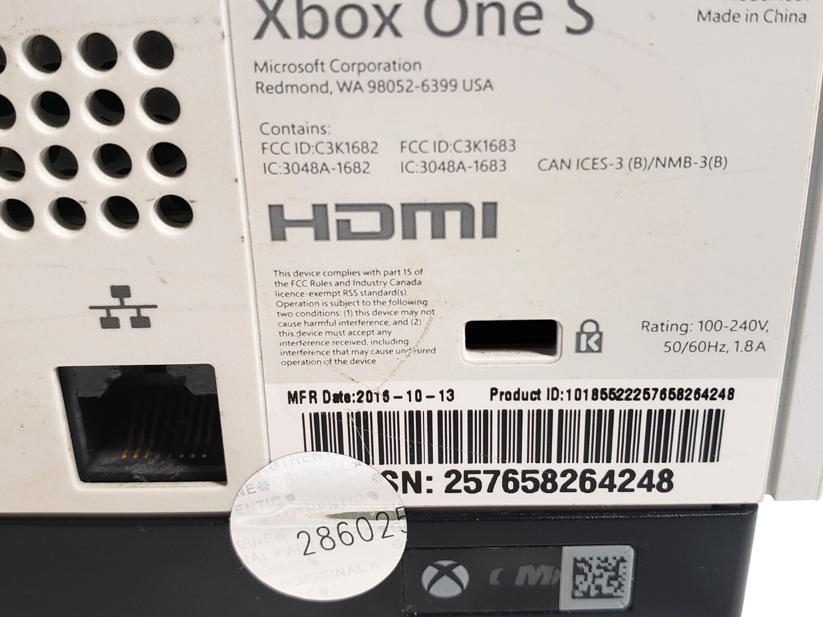 Microsoft Xbox One S [Model 1681] 500GB White Official Home Console Only Tested