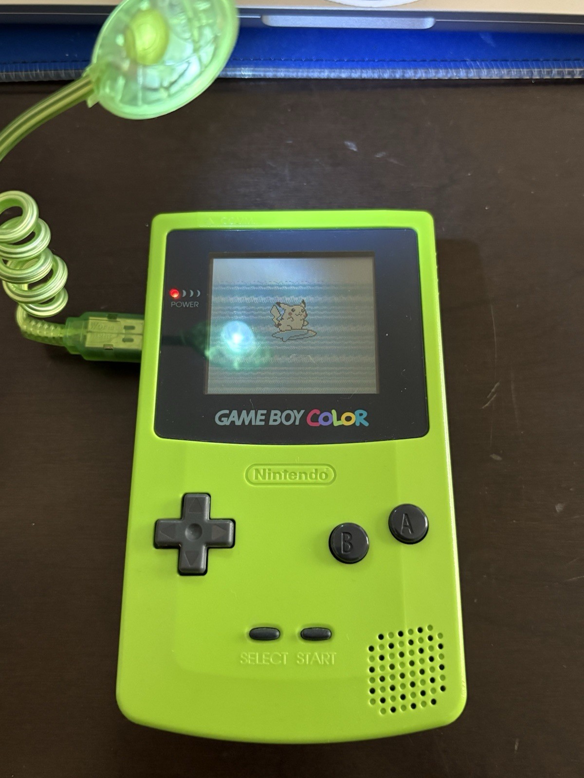 Game Boy Color Lime Green Kiwi Handheld Console System Authentic /Pokemon yellow