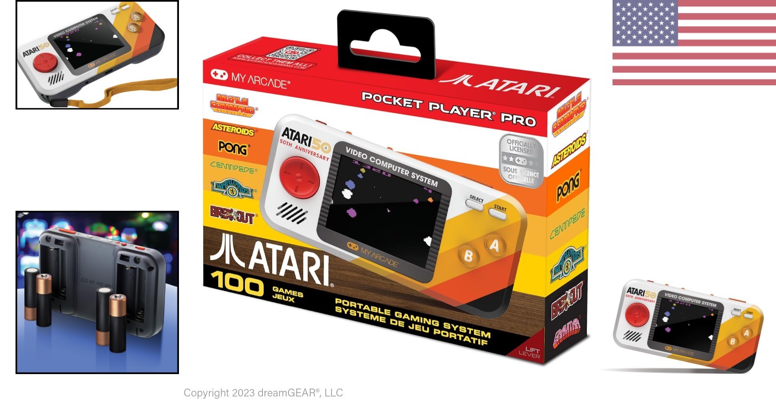 Atari Pocket Player Pro: 100 Games, 2.75″ Color Display, Ergonomic Design